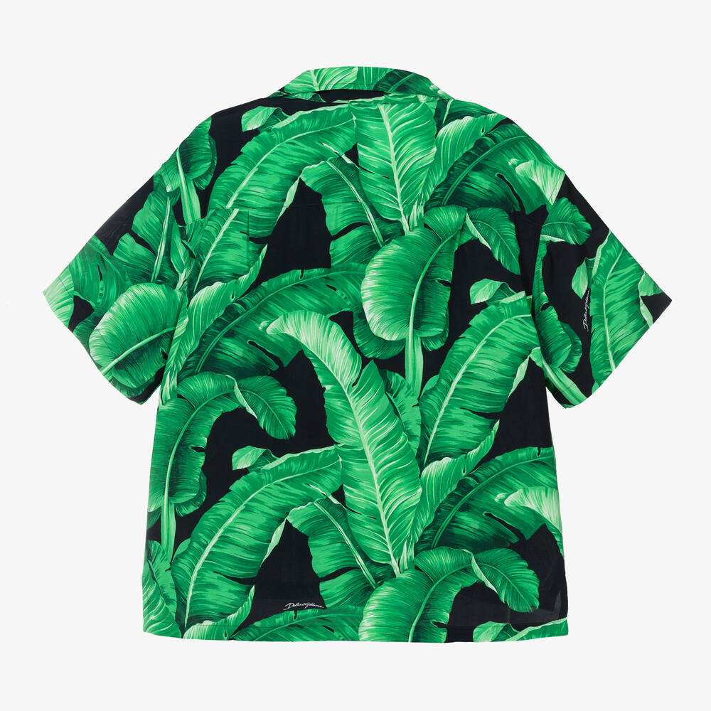 Dolce & Gabbana-Boys Green Viscose Banana Leaf Shirt | Childrensalon Outlet