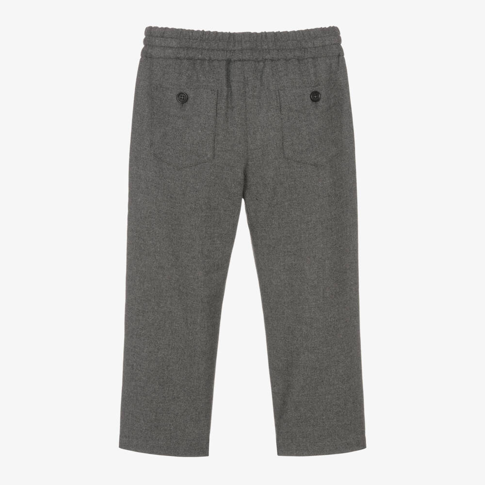 Dolce & Gabbana-Boys Grey Brushed Twill Drawstring Trousers | Childrensalon Outlet