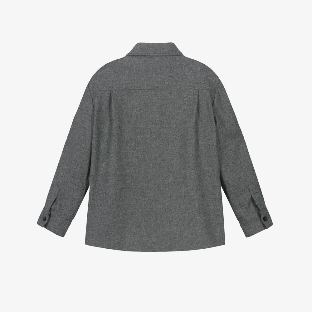 Dolce & Gabbana-Boys Grey Brushed Wool Twill Pocket Shirt | Childrensalon Outlet