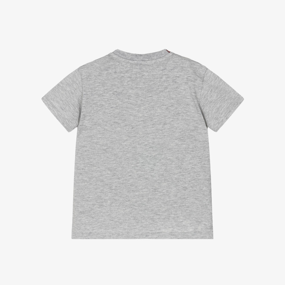 Dolce & Gabbana-Boys Grey Cotton DG Logo Crest T-Shirt | Childrensalon Outlet