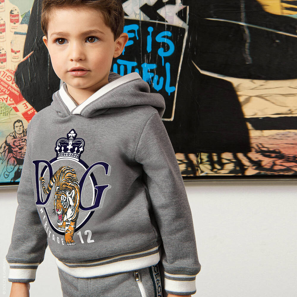 Dolce & Gabbana-Boys Grey Cotton Joggers | Childrensalon Outlet