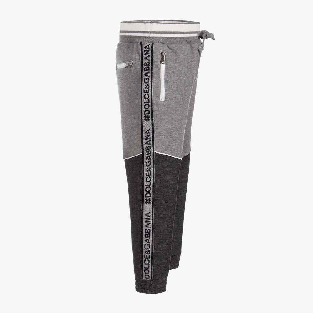 Dolce & Gabbana-Boys Grey Cotton Joggers | Childrensalon Outlet