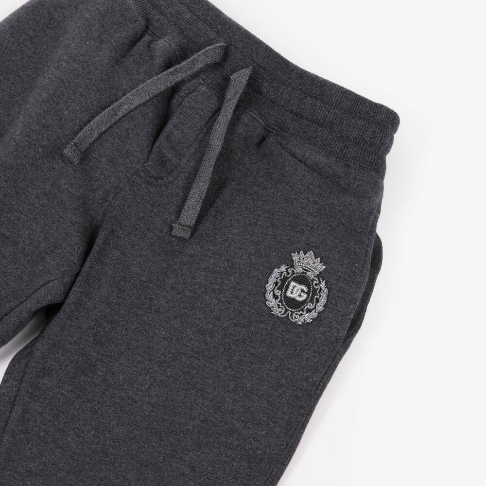 Dolce & Gabbana-Boys Grey Cotton Jogging Trousers | Childrensalon Outlet