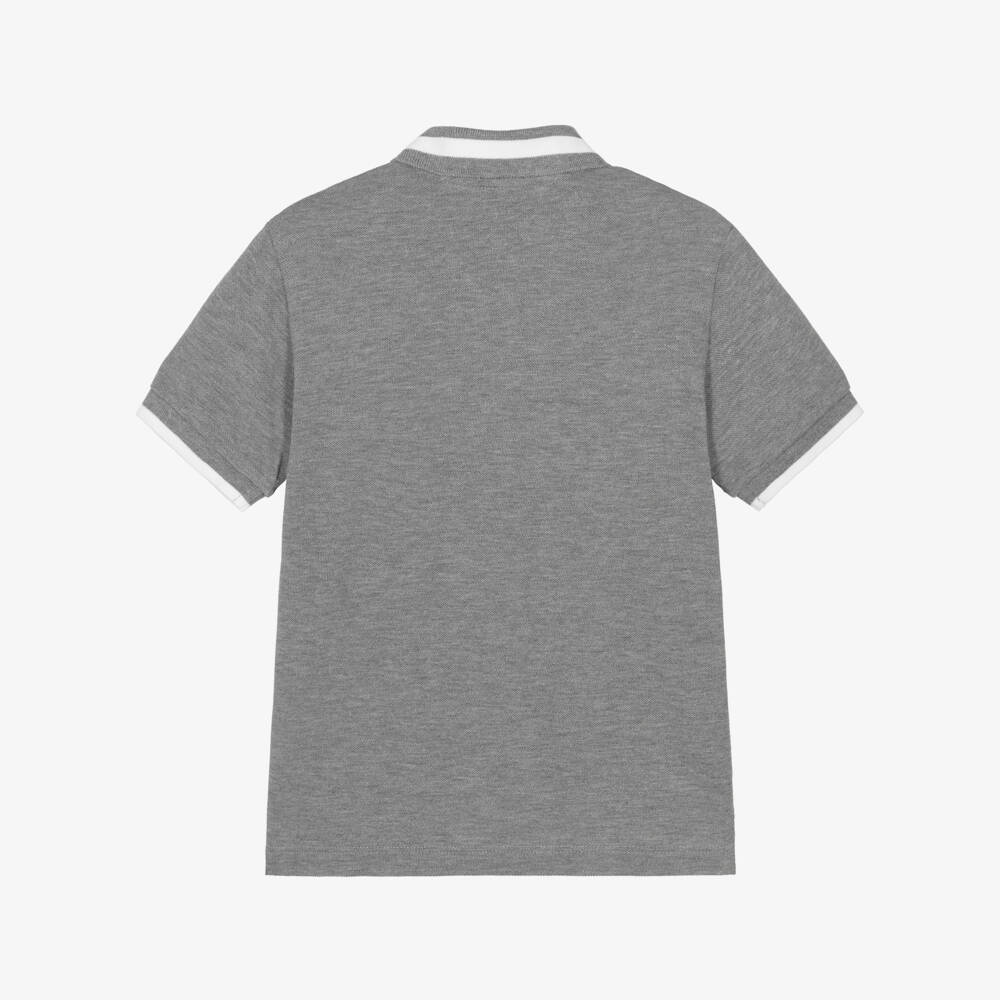 Dolce & Gabbana-Boys Grey Cotton Piqué Polo Shirt with Embroidered Logo | Childrensalon Outlet