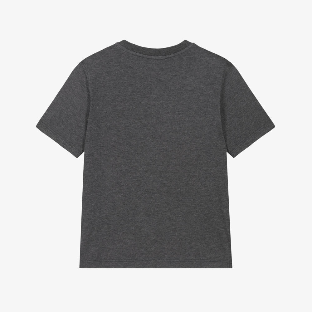 Dolce & Gabbana-Boys Grey Cotton T-Shirt with DG Crest Logo | Childrensalon Outlet