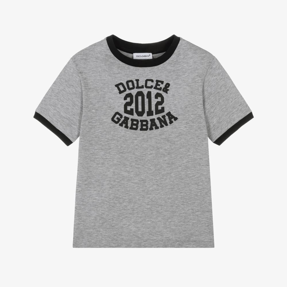 Dolce & Gabbana-تي شيرت فتيان رمادي قطن فاخر | Childrensalon Outlet