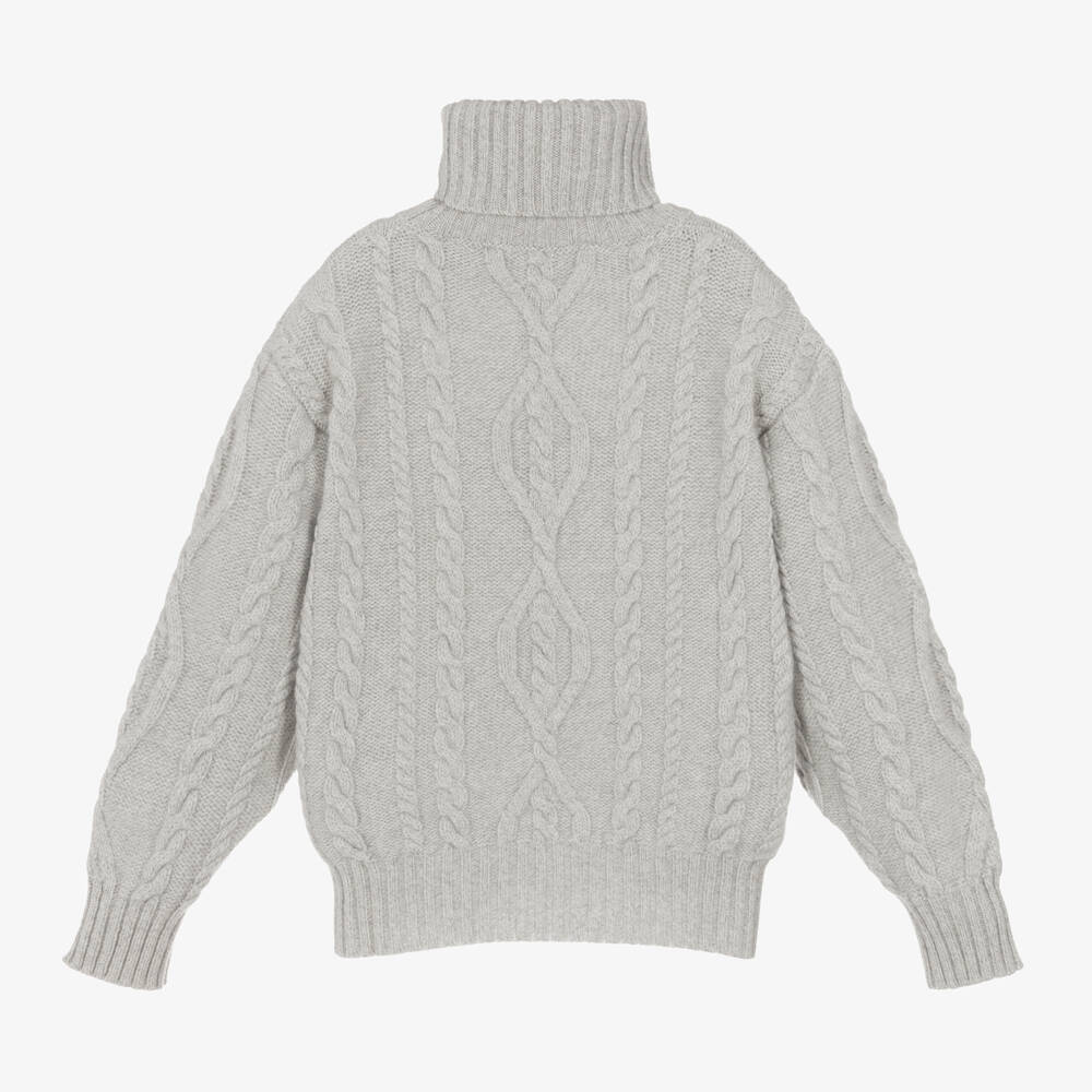 Dolce & Gabbana-Boys Grey Knit Rollneck Jumper | Childrensalon Outlet