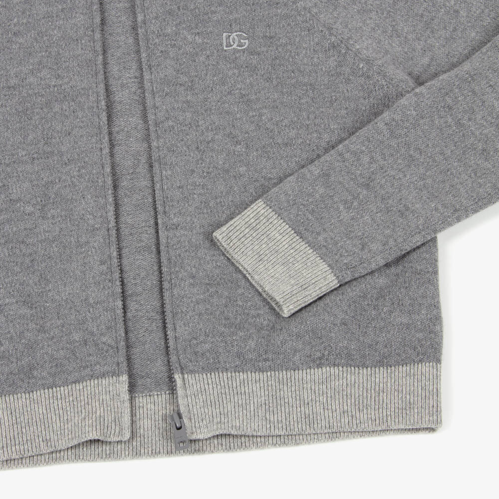 Dolce & Gabbana-Boys Grey Knitted Wool & Cashmere Zip-Up Top | Childrensalon Outlet
