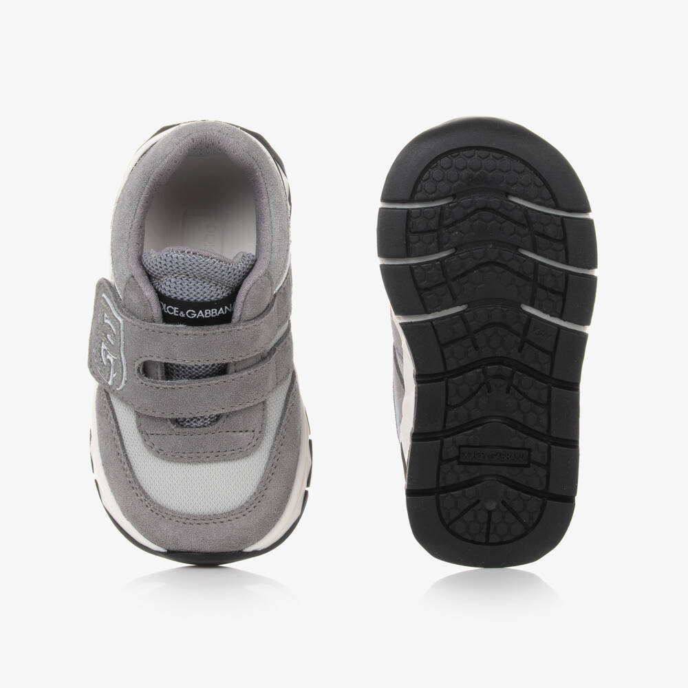 Dolce & Gabbana-Boys Grey Leather & Mesh Trainers | Childrensalon Outlet