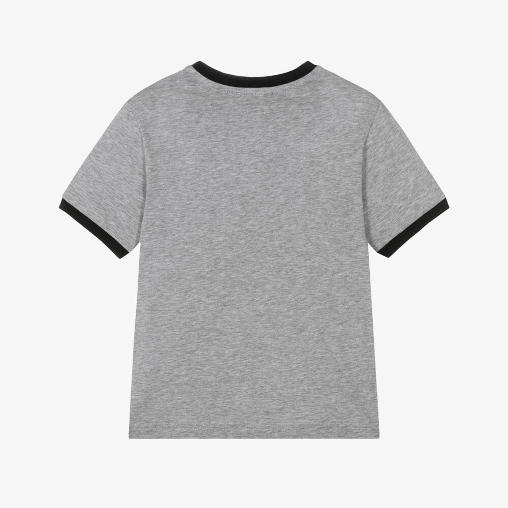 Dolce & Gabbana-Boys Grey Marl Cotton Varsity Logo T-Shirt | Childrensalon Outlet