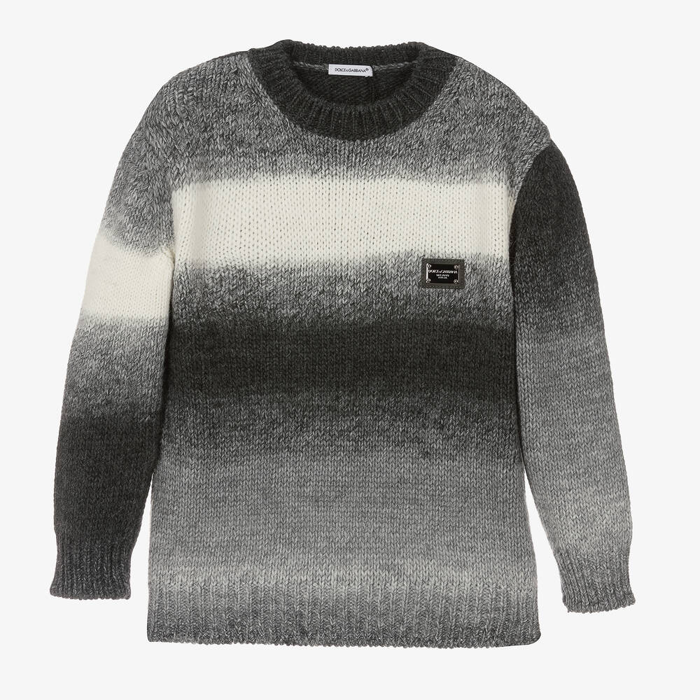 Dolce & Gabbana - Boys Grey Ombré Stripe Knitted Sweater | Childrensalon