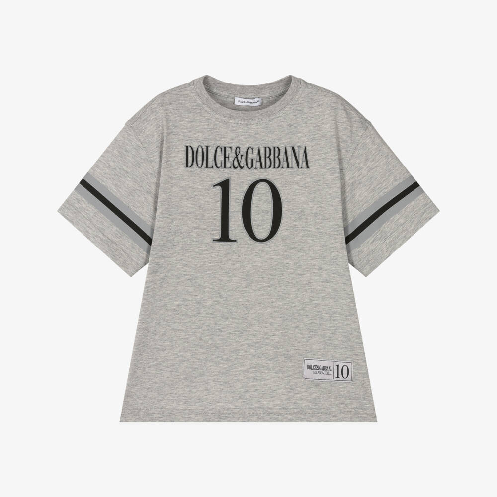 Dolce & Gabbana-Мягкая хлопковая футболка серого цвета для мальчиков | Childrensalon Outlet