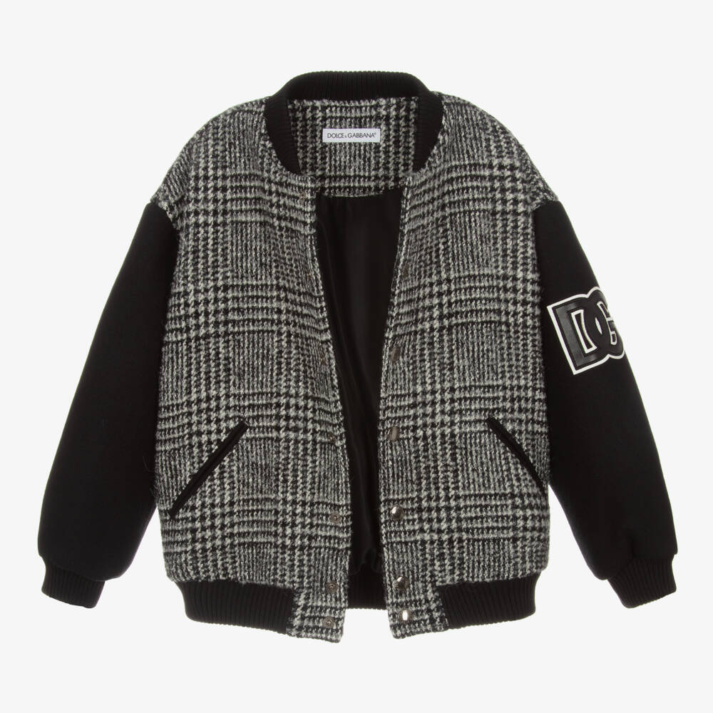 Dolce & Gabbana-Boys Grey Wool Bomber Jacket | Childrensalon Outlet