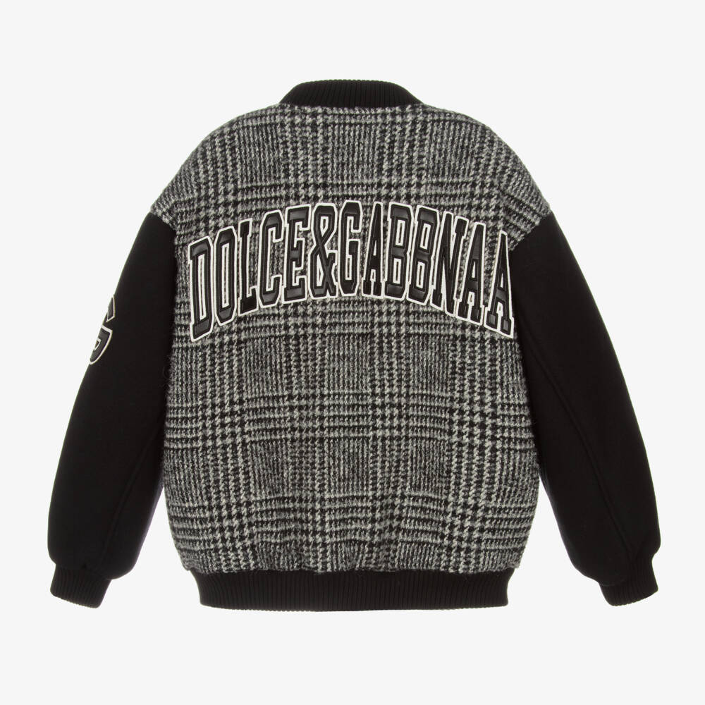 Dolce & Gabbana-Boys Grey Wool Bomber Jacket | Childrensalon Outlet