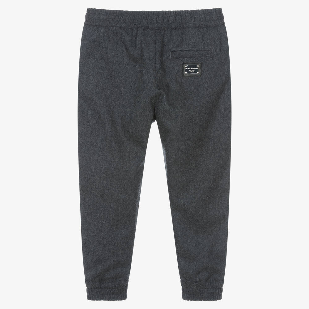 Dolce Gabbana Boys Grey Wool Smart Joggers