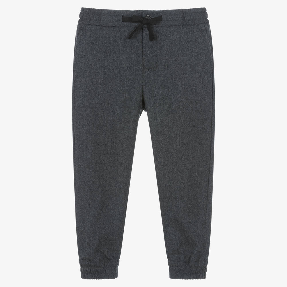 Dolce & Gabbana - Boys Grey Wool Smart Joggers | Childrensalon