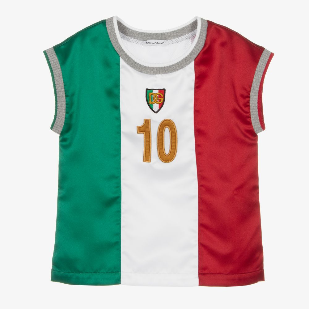 Dolce & Gabbana - Футболка в цветах итальянского флага для мальчиков | Childrensalon