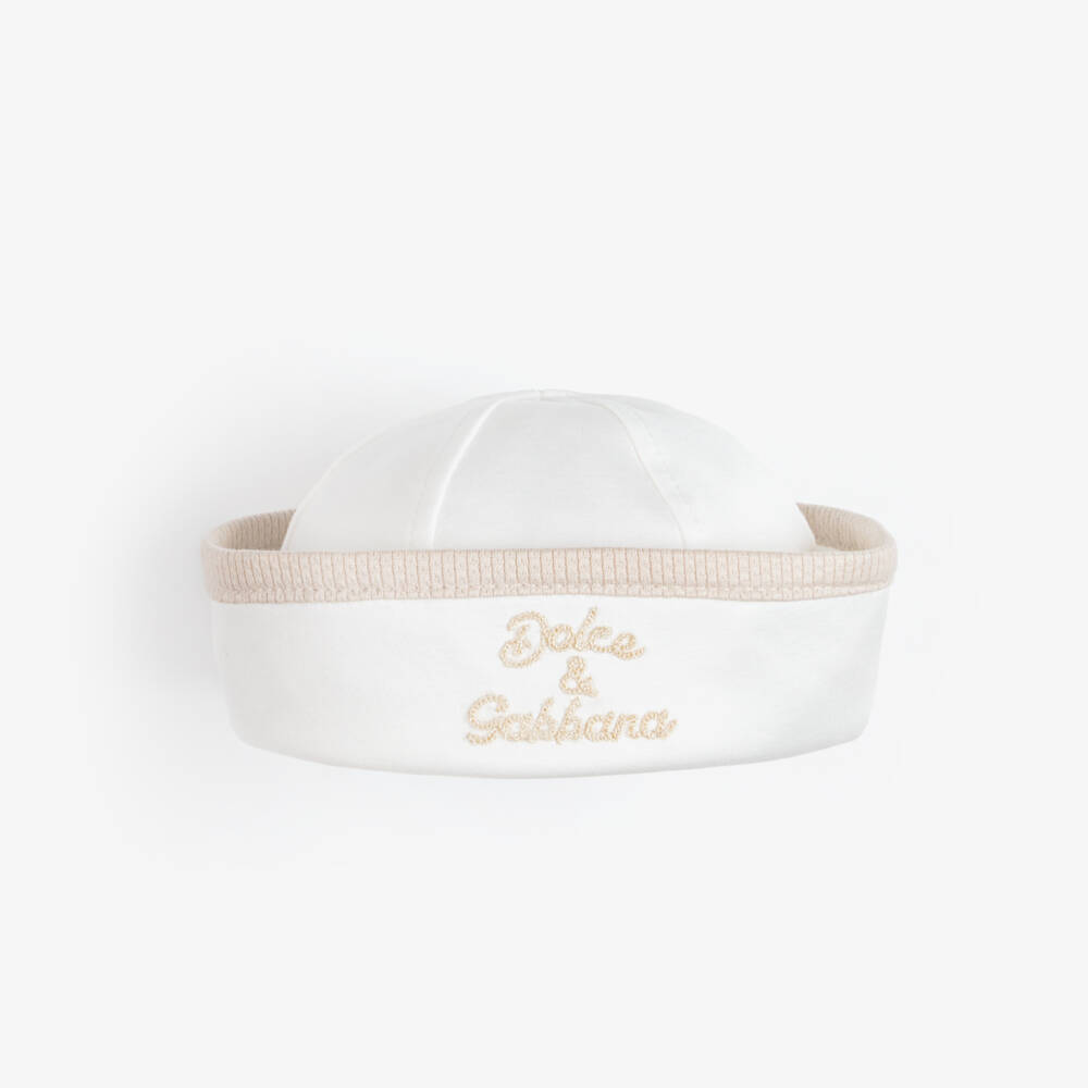 Dolce & Gabbana-Boys Ivory & Beige Cotton Sailor Hat | Childrensalon Outlet