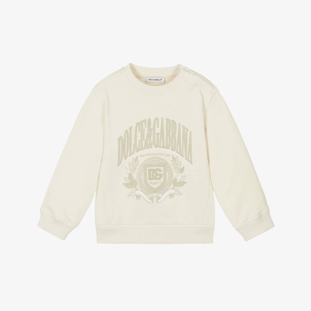Dolce & Gabbana-Boys Ivory Collegiate Cotton Sweatshirt | Childrensalon Outlet