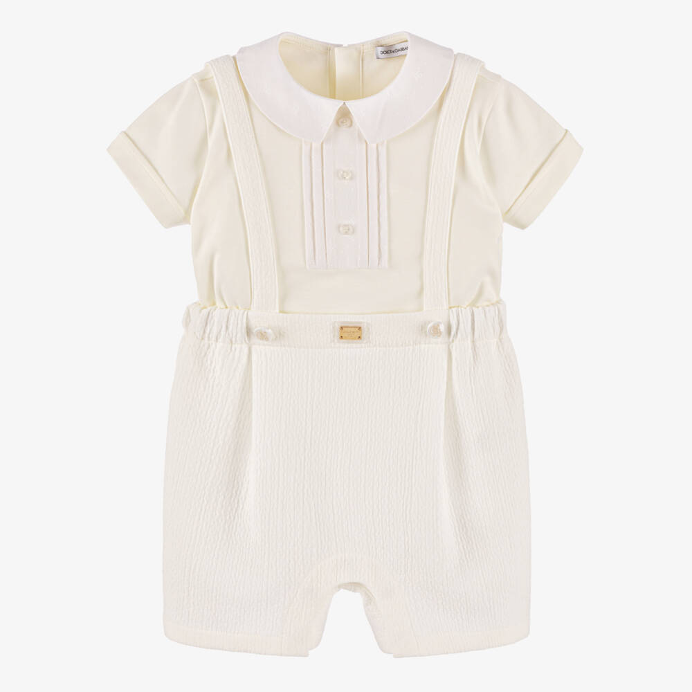Dolce & Gabbana-Boys Ivory Cotton Ceremony Romper | Childrensalon Outlet