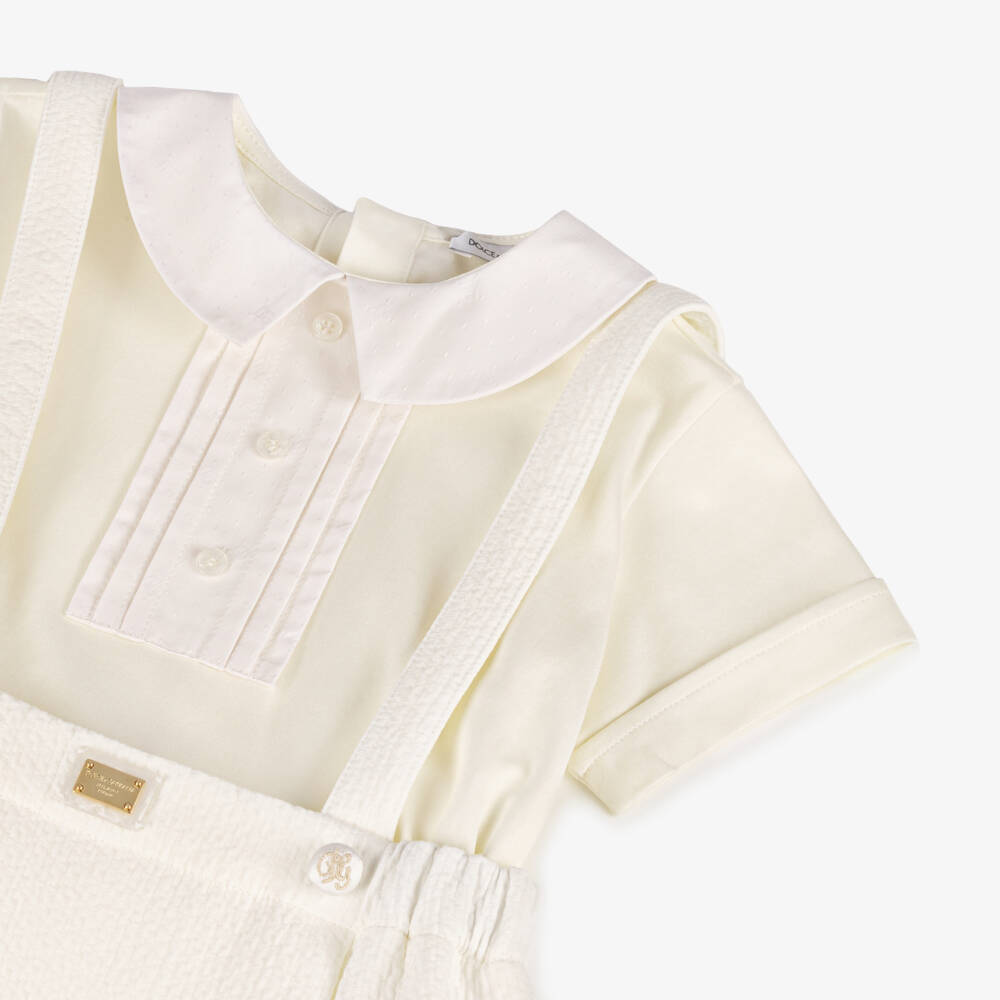 Dolce & Gabbana-Boys Ivory Cotton Ceremony Romper | Childrensalon Outlet