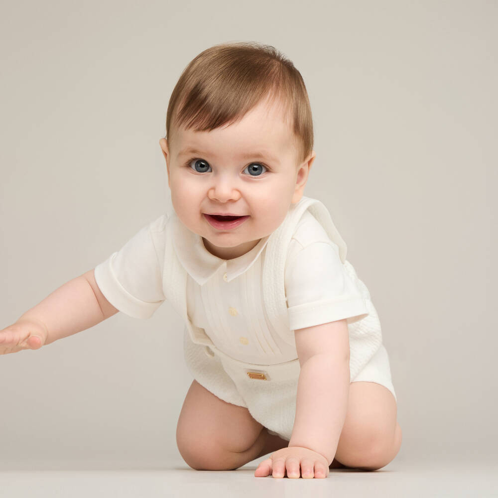 Dolce & Gabbana-Boys Ivory Cotton Ceremony Romper | Childrensalon Outlet