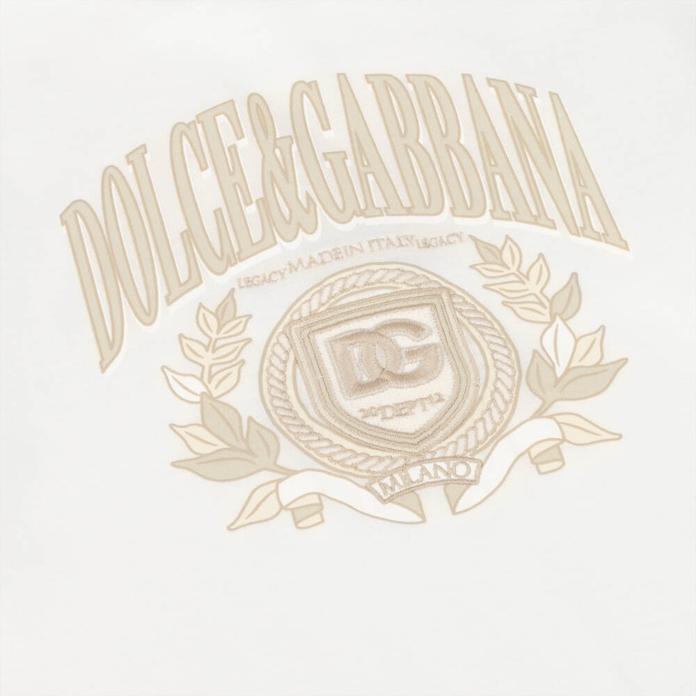 Dolce & Gabbana-Boys Ivory Cotton Emblem Tee | Childrensalon Outlet