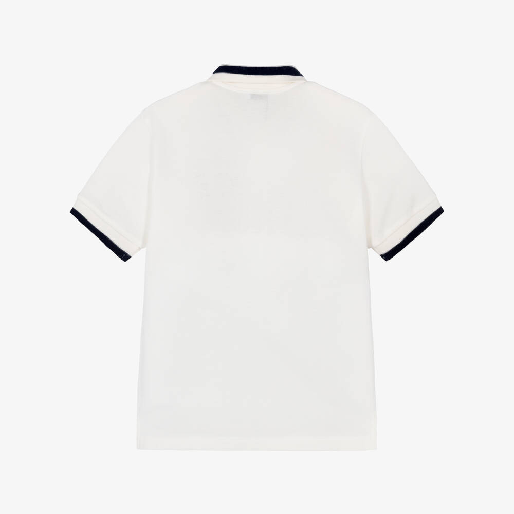 Dolce & Gabbana-Boys Ivory Cotton Pique Polo Shirt with Embroidered Logo | Childrensalon Outlet