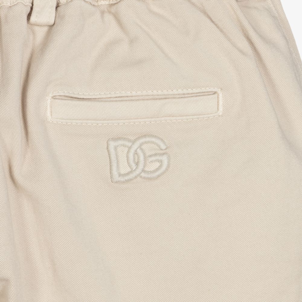 Dolce & Gabbana-Boys Ivory Cotton Shorts | Childrensalon Outlet
