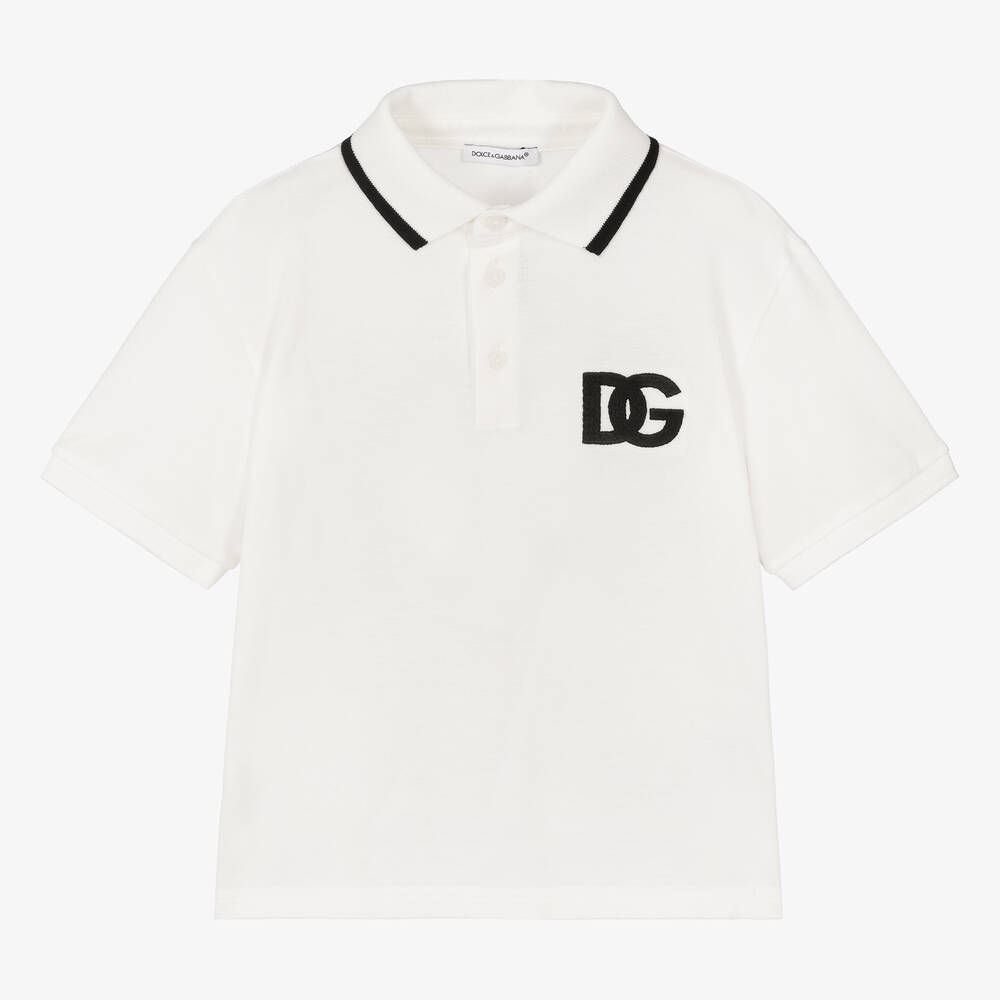 Dolce & Gabbana - Boys Ivory DG Logo Polo Shirt | Childrensalon