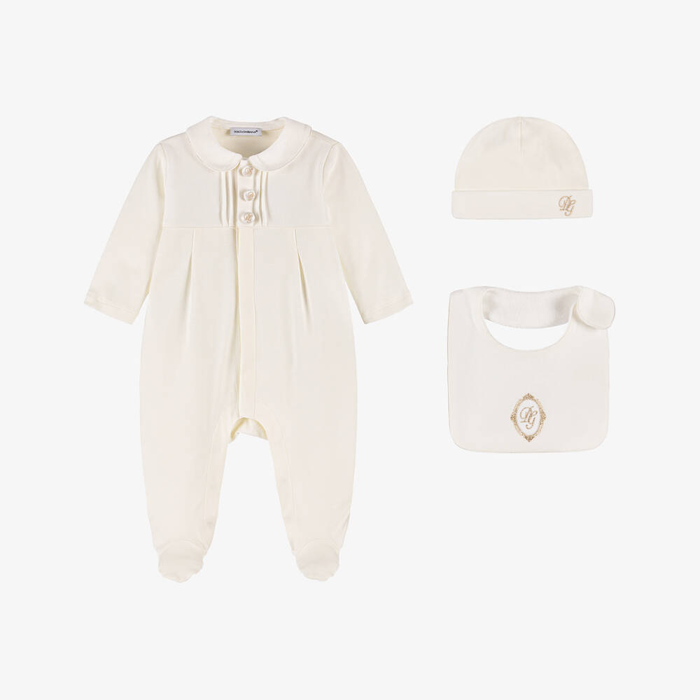 Dolce & Gabbana-Boys Ivory Ensemble Babygrow Set | Childrensalon Outlet