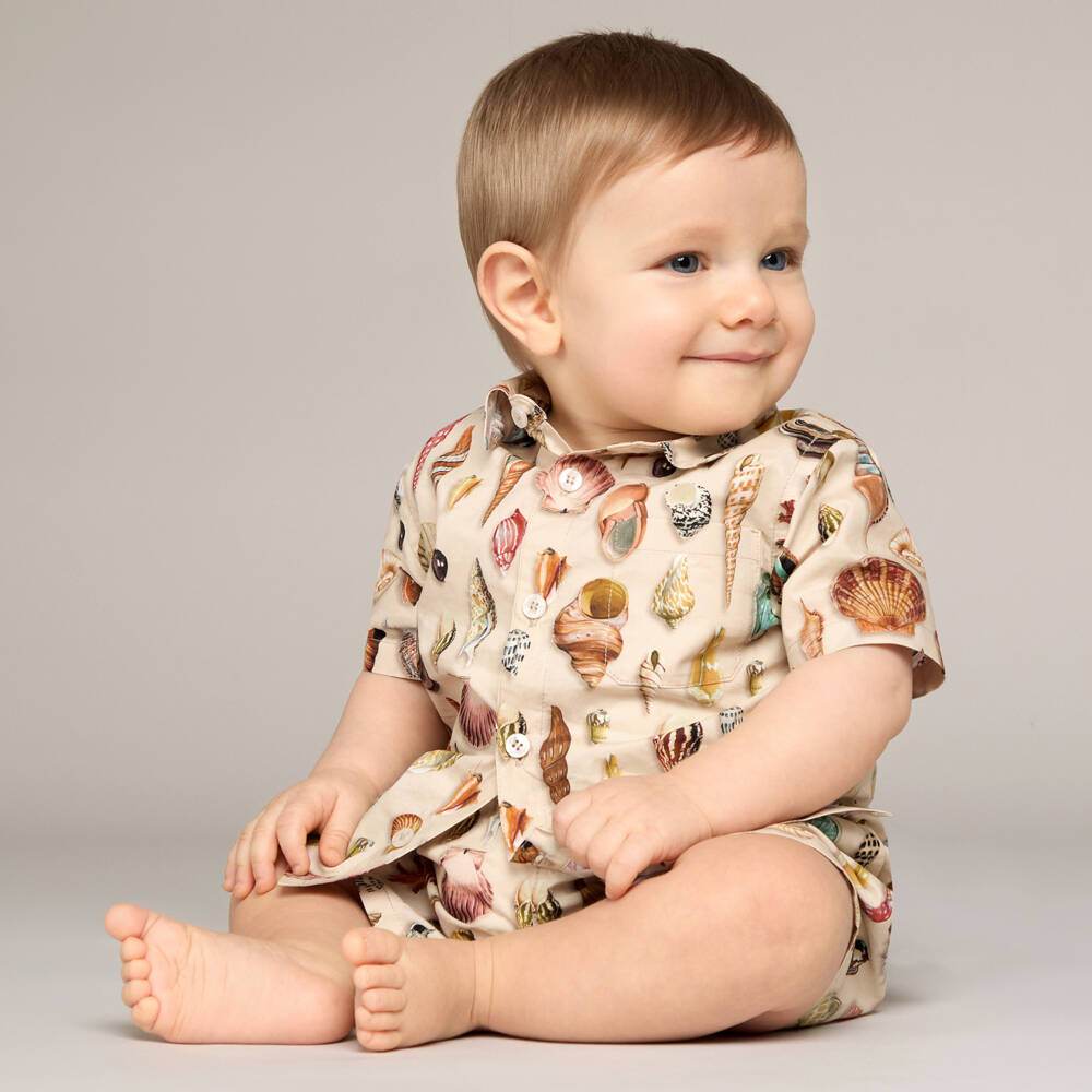 Dolce & Gabbana-Кремовая рубашка с морскими ракушками для мальчиков | Childrensalon Outlet