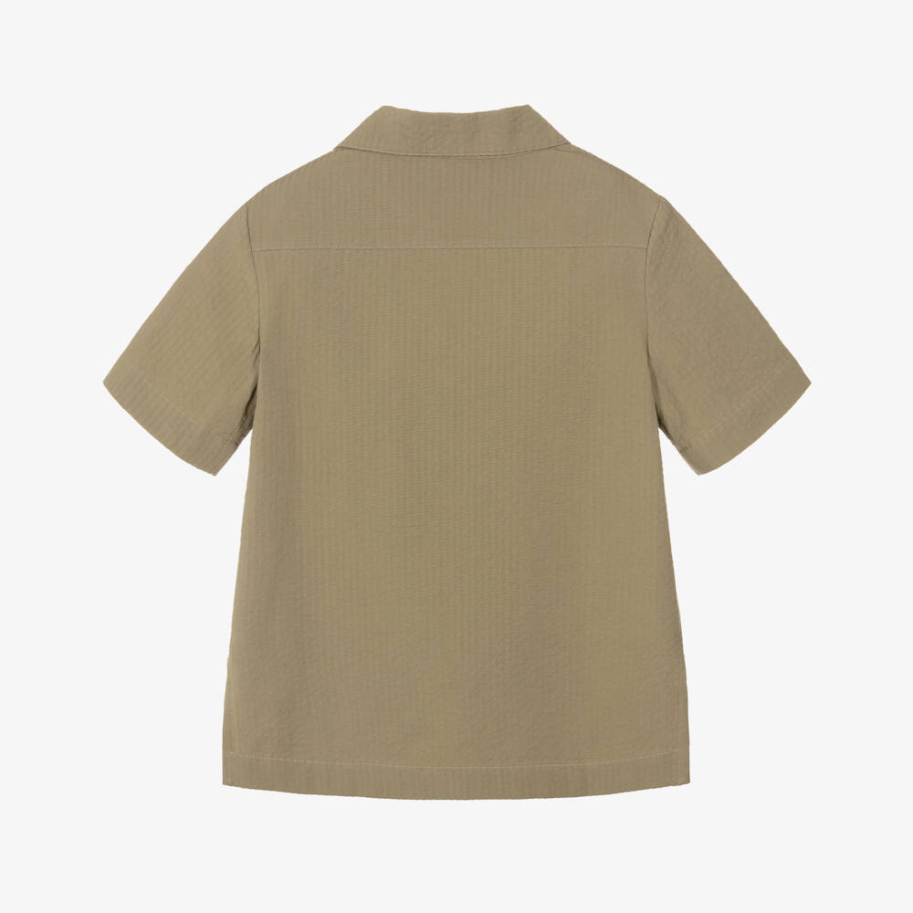 Dolce & Gabbana-Boys Khaki Green Cotton Seersucker Shirt | Childrensalon Outlet
