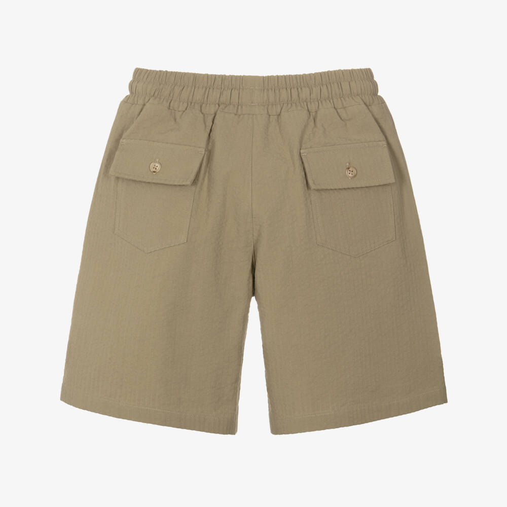 Dolce & Gabbana-Boys Khaki Green Cotton Seersucker Shorts | Childrensalon Outlet