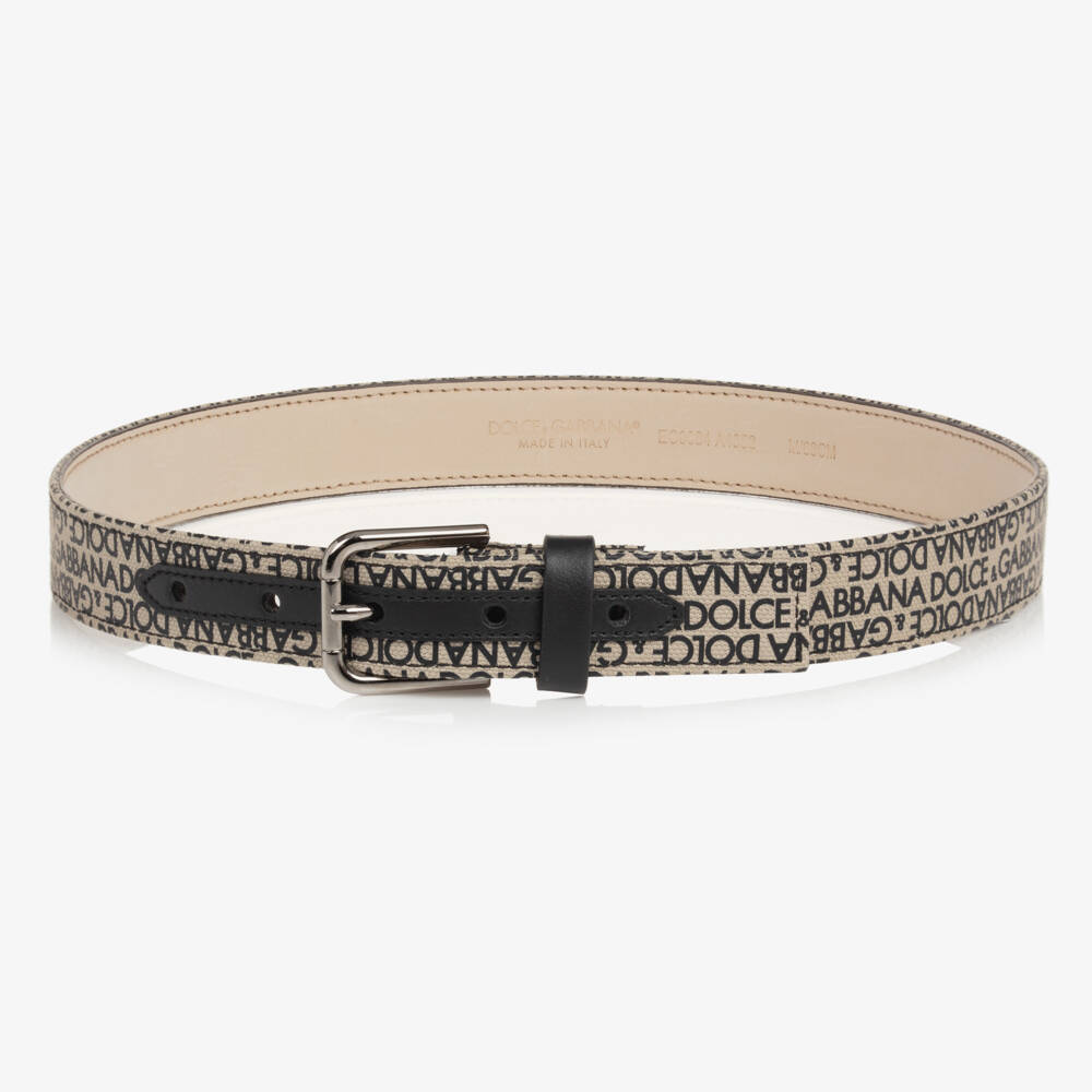  دولتشي آند غابانا-حزام كانفاس لون بيج فاتح للأولاد | Childrensalon Outlet