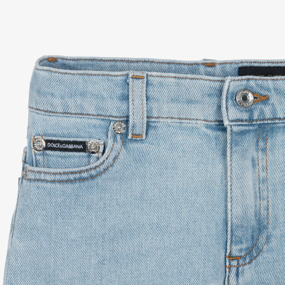 Dolce & Gabbana-Boys Light Blue Denim DG Shorts | Childrensalon Outlet