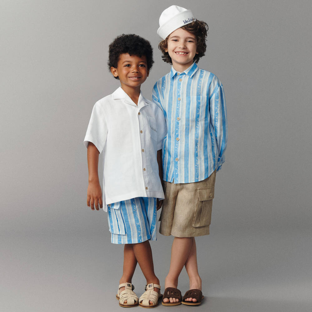Dolce & Gabbana-Boys Linen Beige Adventure Shorts | Childrensalon Outlet