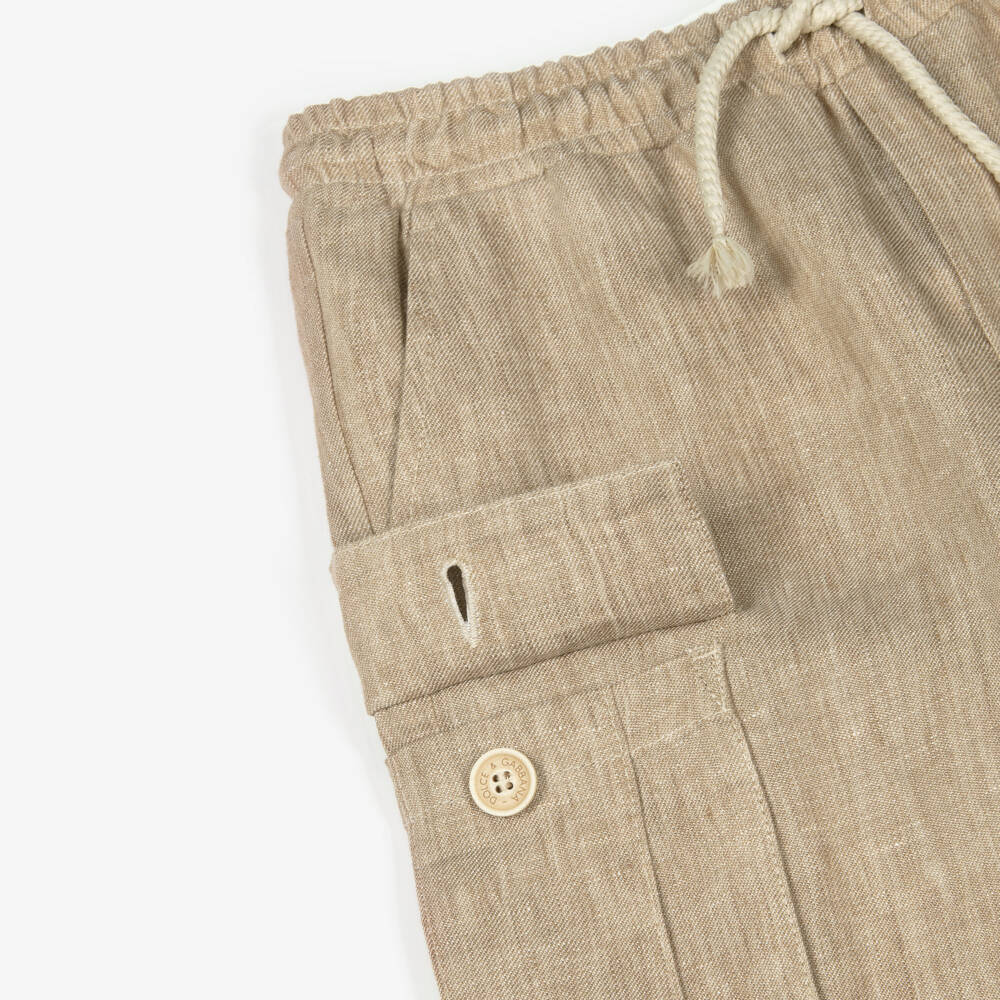 Dolce & Gabbana-Boys Linen Beige Adventure Shorts | Childrensalon Outlet