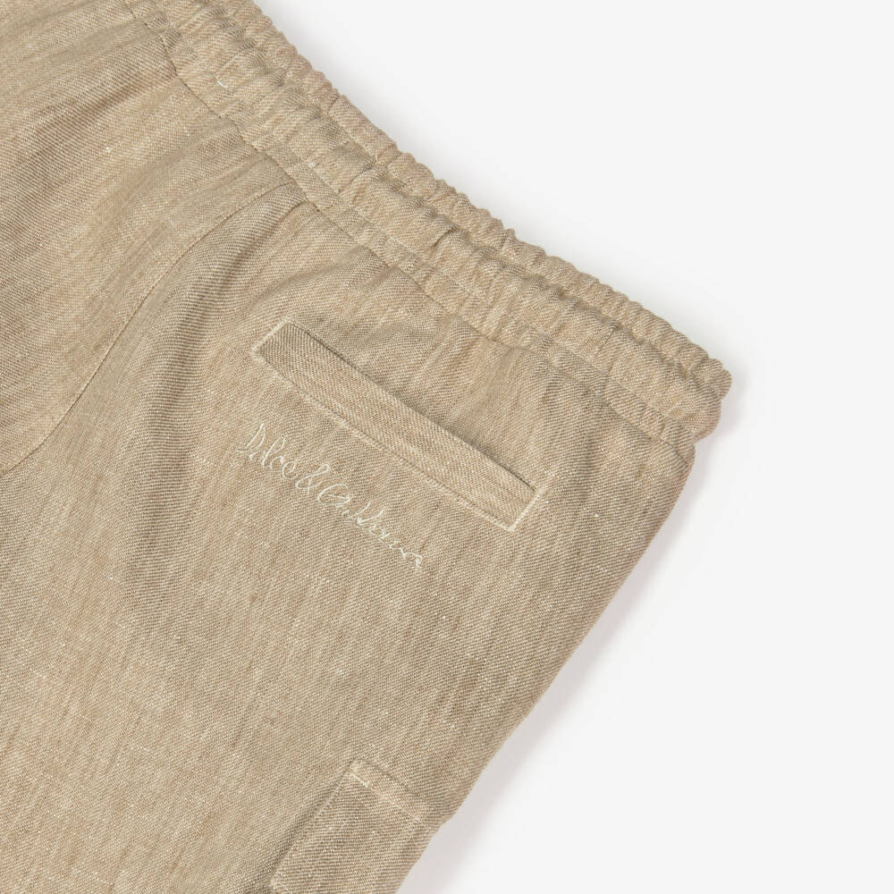 Dolce & Gabbana-Boys Linen Beige Adventure Shorts | Childrensalon Outlet