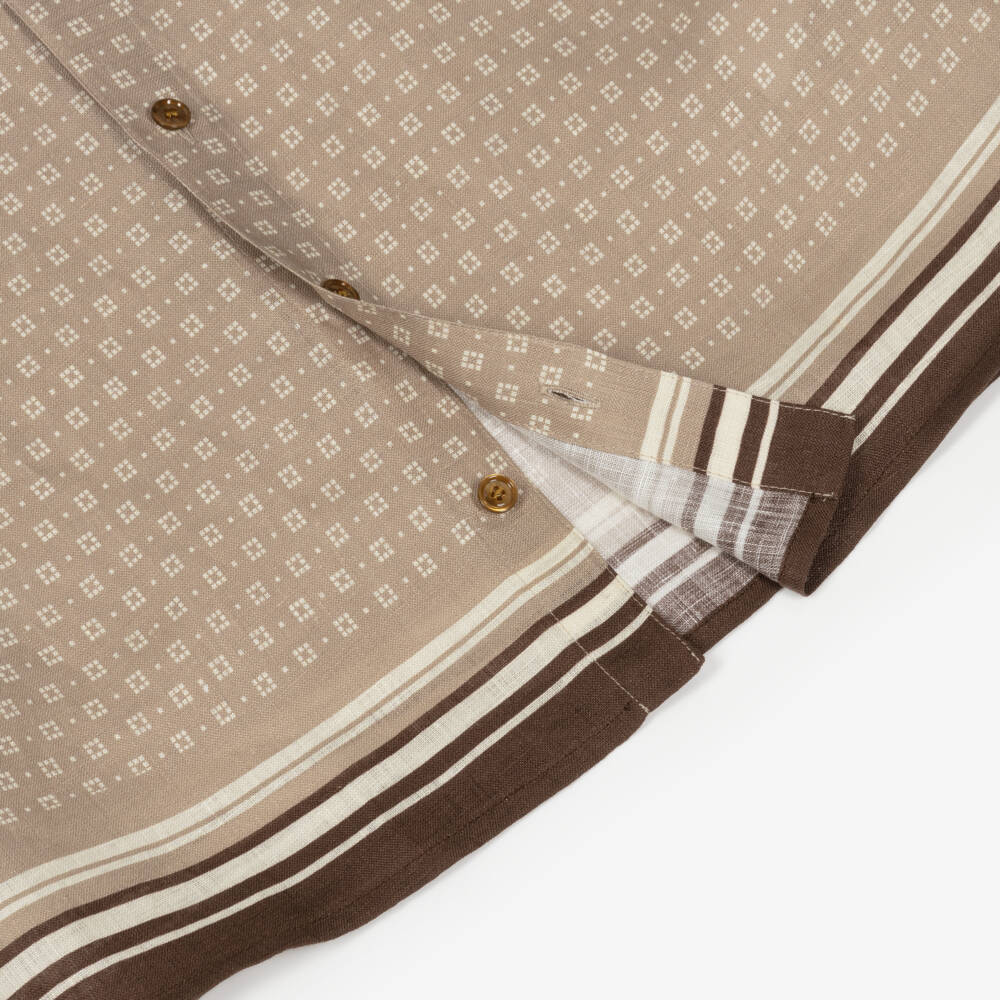 Dolce & Gabbana-Кремовая льняная рубашка с узором для мальчиков | Childrensalon Outlet