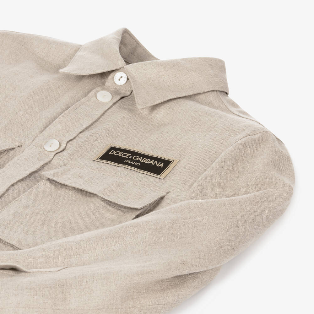 Dolce & Gabbana-Boys Linen Shirt with Pockets | Childrensalon Outlet