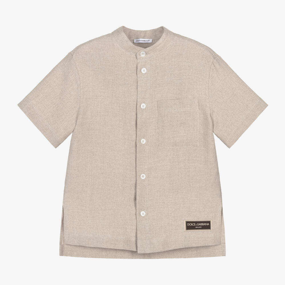 Dolce & Gabbana-Boys Linen Short Sleeve Top | Childrensalon Outlet