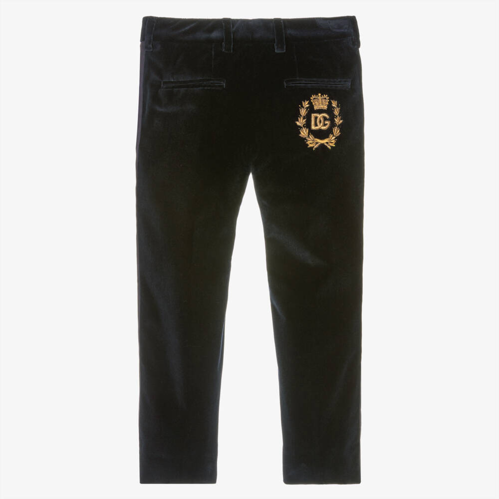 Dolce & Gabbana-Boys Luxurious Navy Velvet Slacks | Childrensalon Outlet