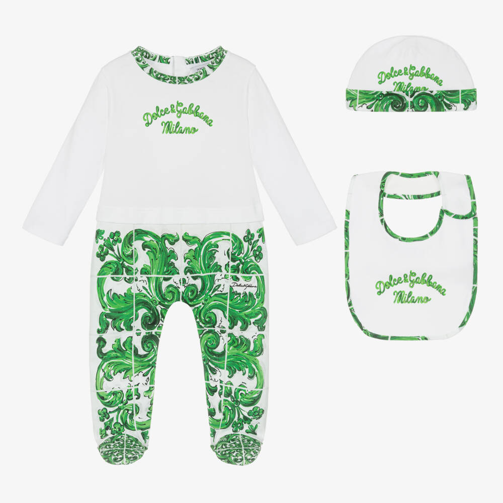 Dolce & Gabbana-Boys Majolica Cotton Babysuit Ensemble | Childrensalon Outlet