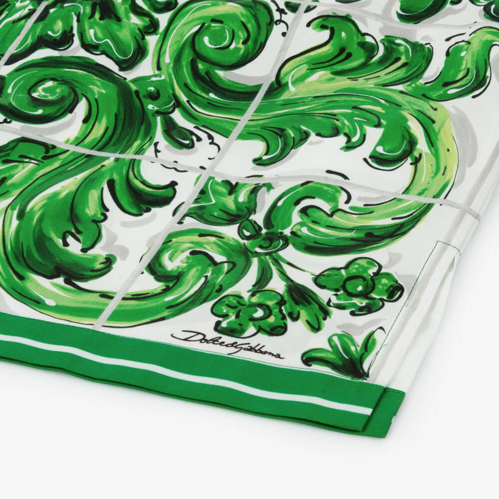 Dolce & Gabbana-Boys Majolica Green Cotton Shirt | Childrensalon Outlet