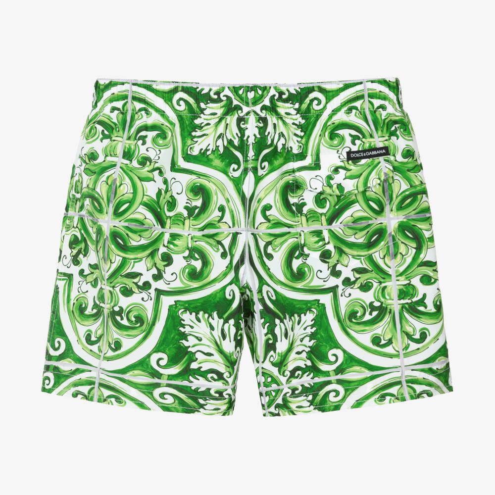 Dolce & Gabbana-Boys Majolica Green Swimwear Delight | Childrensalon Outlet