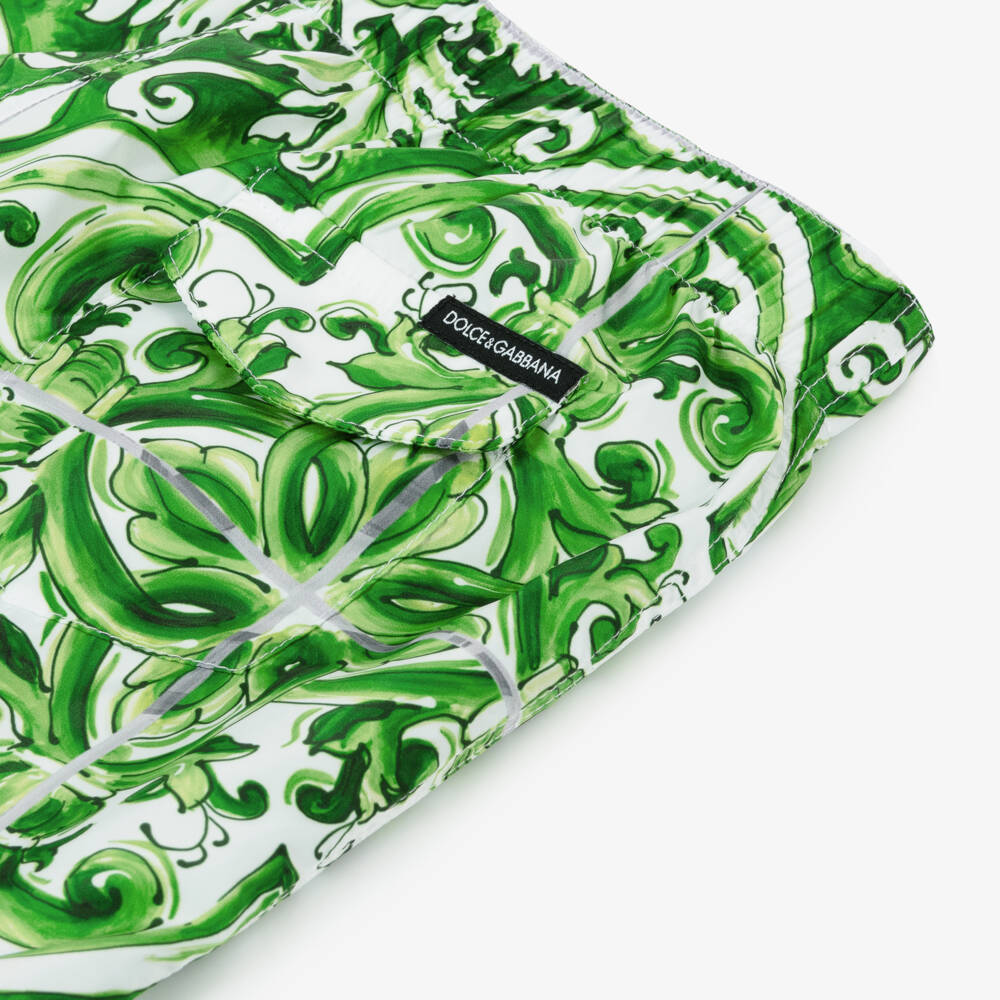 Dolce & Gabbana-Boys Majolica Green Swimwear Delight | Childrensalon Outlet