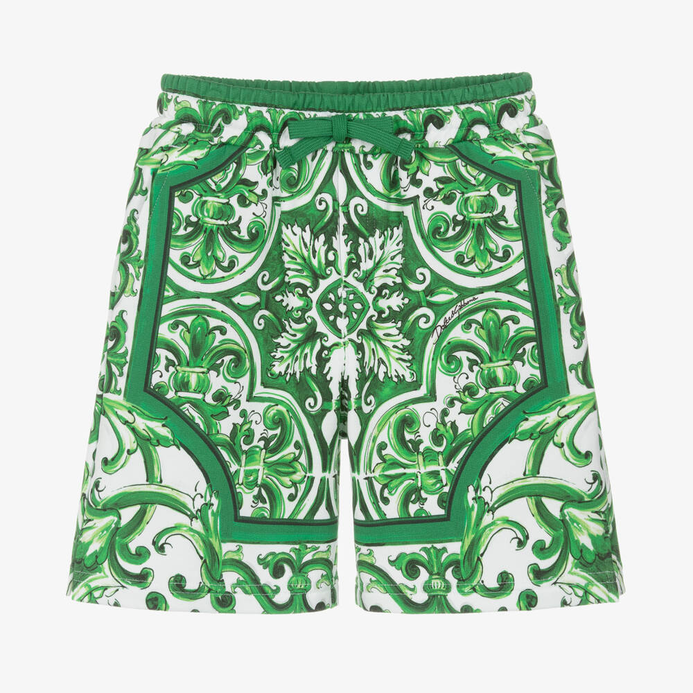 Dolce & Gabbana-Boys Majolica Print Cotton Shorts | Childrensalon Outlet