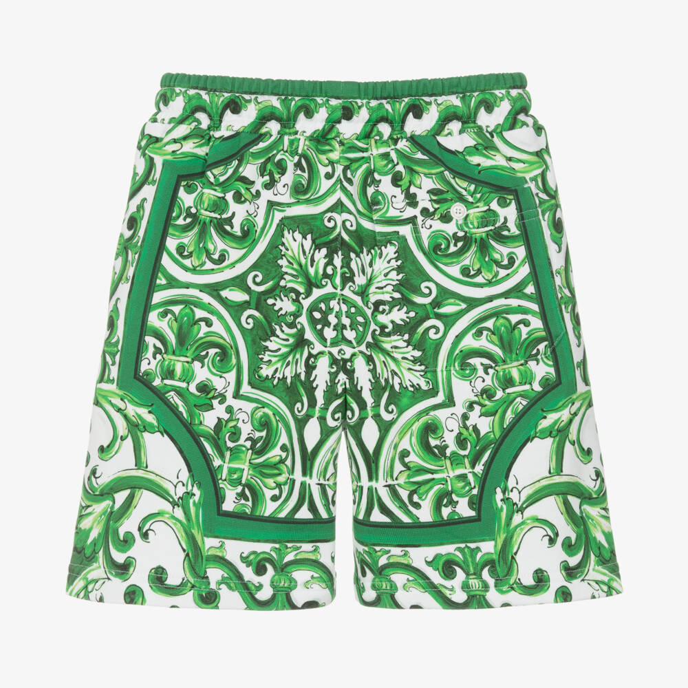 Dolce & Gabbana-Boys Majolica Print Cotton Shorts | Childrensalon Outlet