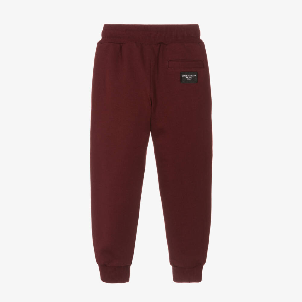 Dolce & Gabbana-Boys Maroon Cotton Joggers | Childrensalon Outlet
